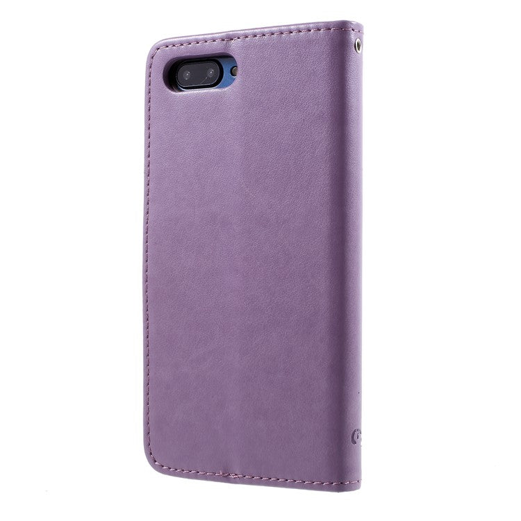 Imprint Butterfly Flowers PU Leather Wallet Case for Huawei Honor 10 - Light Purple