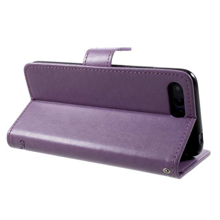 Imprint Butterfly Flowers PU Leather Wallet Case for Huawei Honor 10 - Light Purple