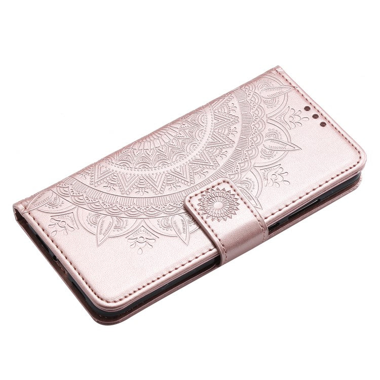 Imprint Mandala Flower Stand Wallet Leather Case for Huawei P20 - Rose Gold