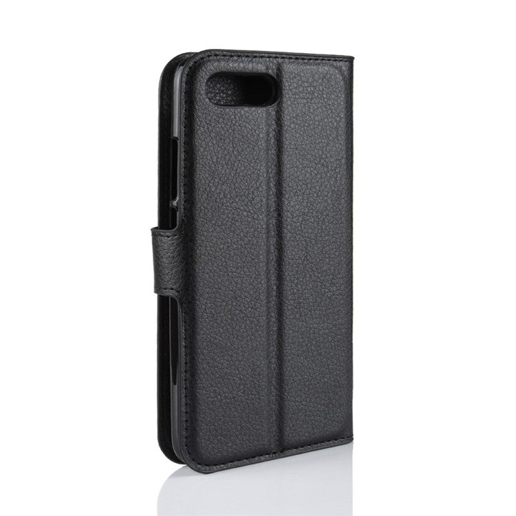 Litchi Texture Wallet Stand Leather Phone Case for Huawei Honor 10 - Black
