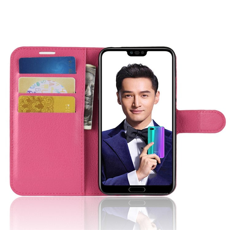 Litchi Texture Wallet Stand Leather Mobile Case for Huawei Honor 10 - Rose