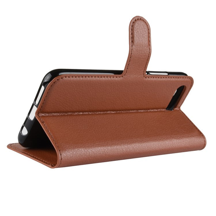 Litchi Texture Wallet Stand Leather Cover Protector for Huawei Honor 10 - Brown