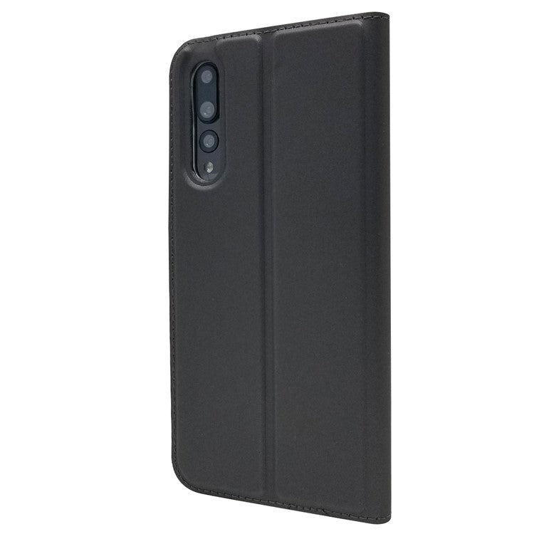 Magnetic Adsorption Leather Stand Phone Casing with Card Slot for Huawei P20 Pro - Black