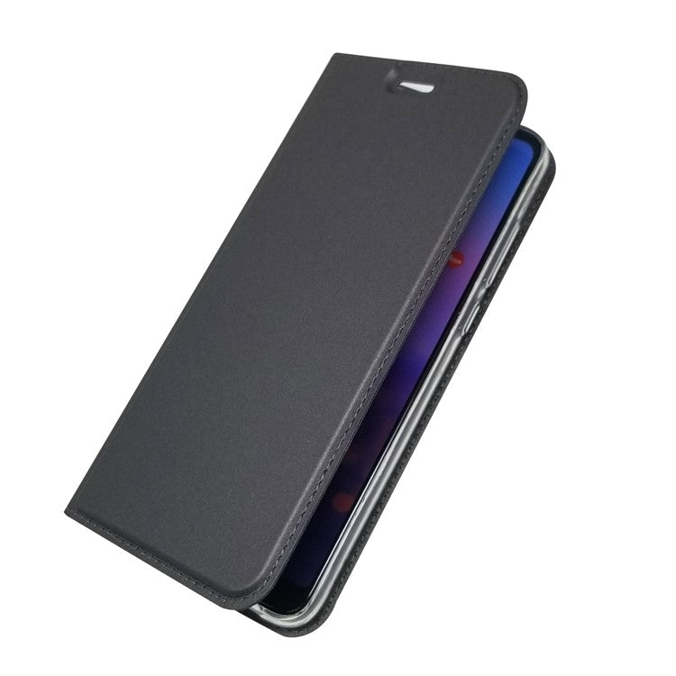 Magnetic Adsorption Leather Stand Phone Casing with Card Slot for Huawei P20 Pro - Black