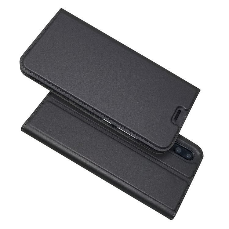Magnetic Adsorption Leather Stand Phone Casing with Card Slot for Huawei P20 Pro - Black