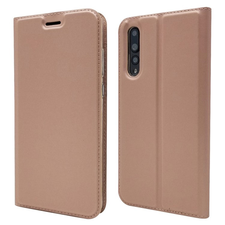 Magnetic Adsorption Leather Stand Phone Casing with Card Slot for Huawei P20 Pro - Rose Gold