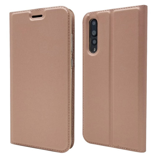 Magnetic Adsorption Leather Stand Phone Casing with Card Slot for Huawei P20 Pro - Rose Gold