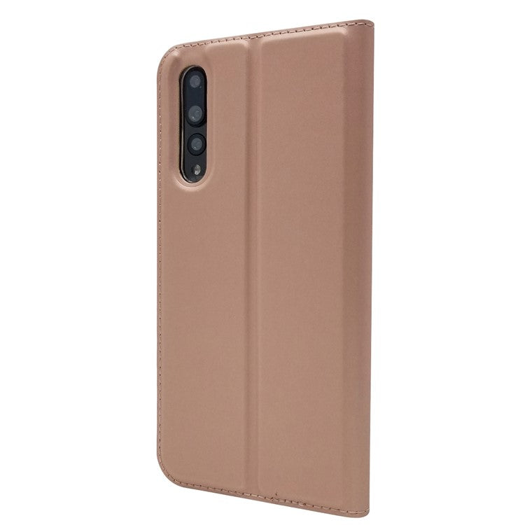 Magnetic Adsorption Leather Stand Phone Casing with Card Slot for Huawei P20 Pro - Rose Gold