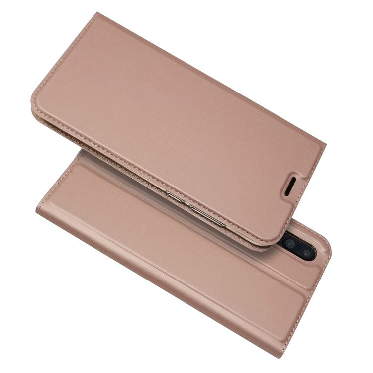 Magnetic Adsorption Leather Stand Phone Casing with Card Slot for Huawei P20 Pro - Rose Gold