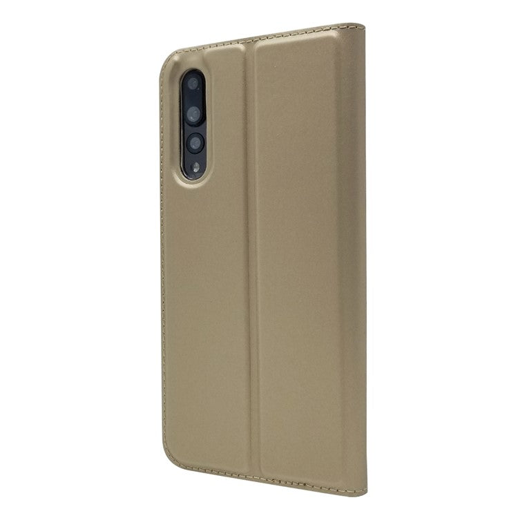 Magnetic Adsorption Leather Stand Phone Casing with Card Slot for Huawei P20 Pro - Gold