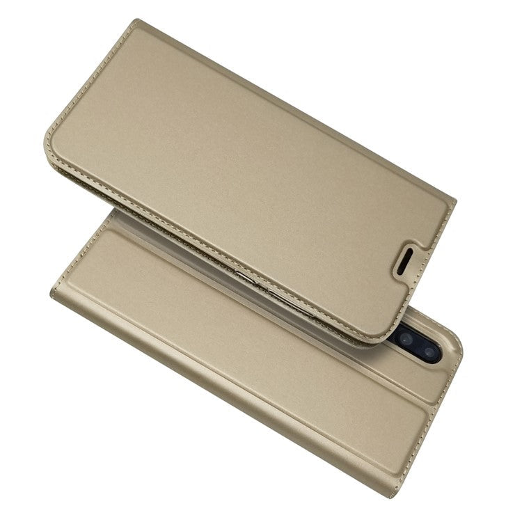 Magnetic Adsorption Leather Stand Phone Casing with Card Slot for Huawei P20 Pro - Gold