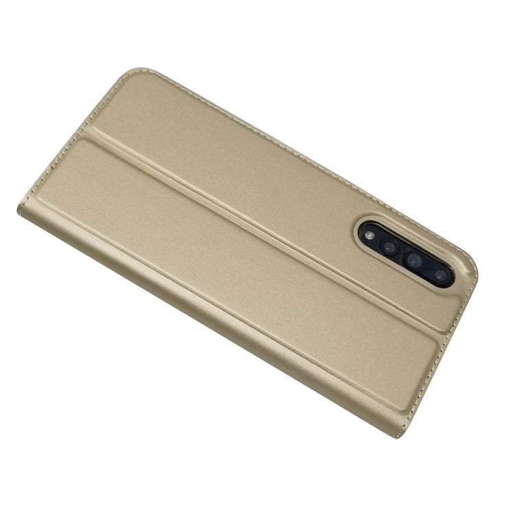 Magnetic Adsorption Leather Stand Phone Casing with Card Slot for Huawei P20 Pro - Gold