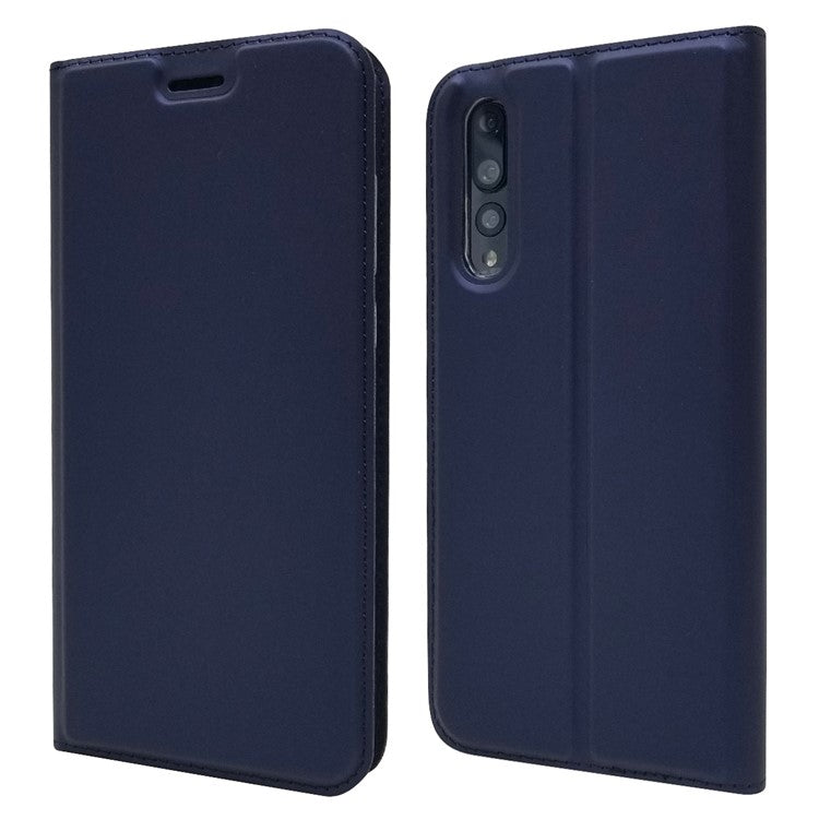 Magnetic Adsorption Leather Stand Phone Casing with Card Slot for Huawei P20 Pro - Dark Blue