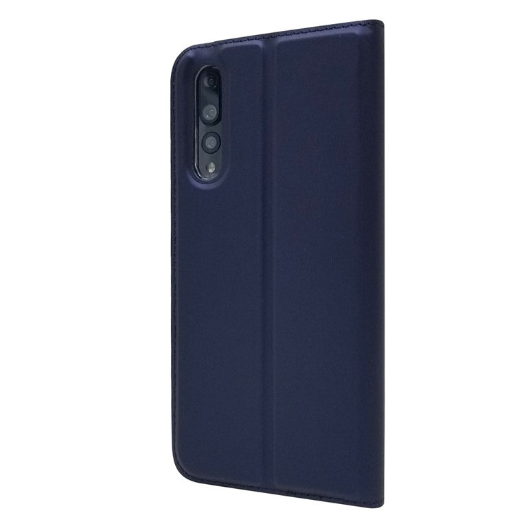 Magnetic Adsorption Leather Stand Phone Casing with Card Slot for Huawei P20 Pro - Dark Blue