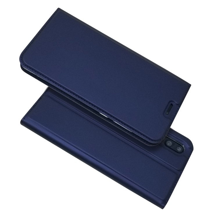 Magnetic Adsorption Leather Stand Phone Casing with Card Slot for Huawei P20 Pro - Dark Blue