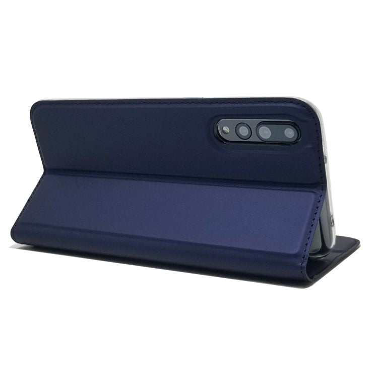 Magnetic Adsorption Leather Stand Phone Casing with Card Slot for Huawei P20 Pro - Dark Blue