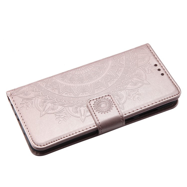 Imprint Butterfly Flower PU Leather Wallet Case for Huawei P Smart / Enjoy 7S - Rose Gold
