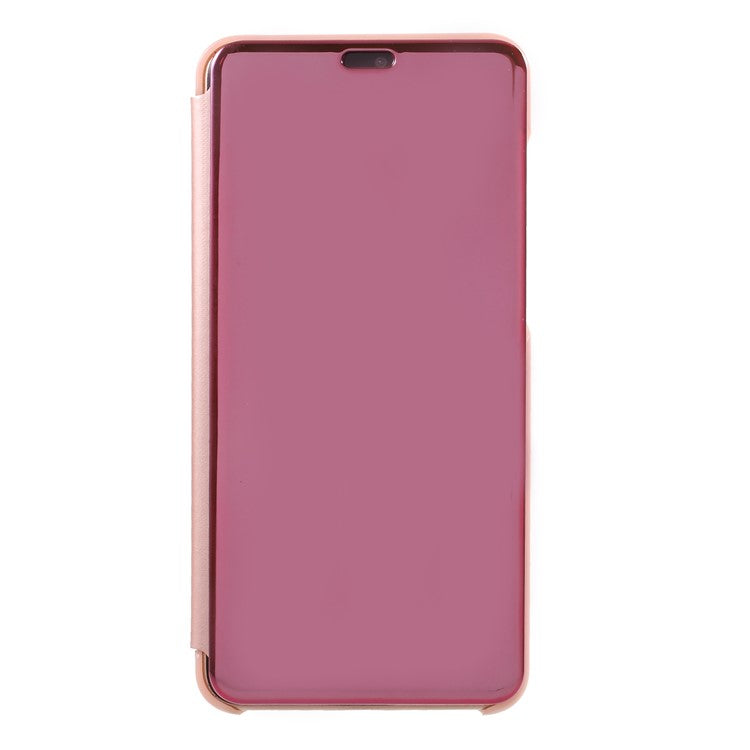 Plated Mirror Surface Leather Stand Mobile Flip Case for Huawei P20 Pro - Rose Gold