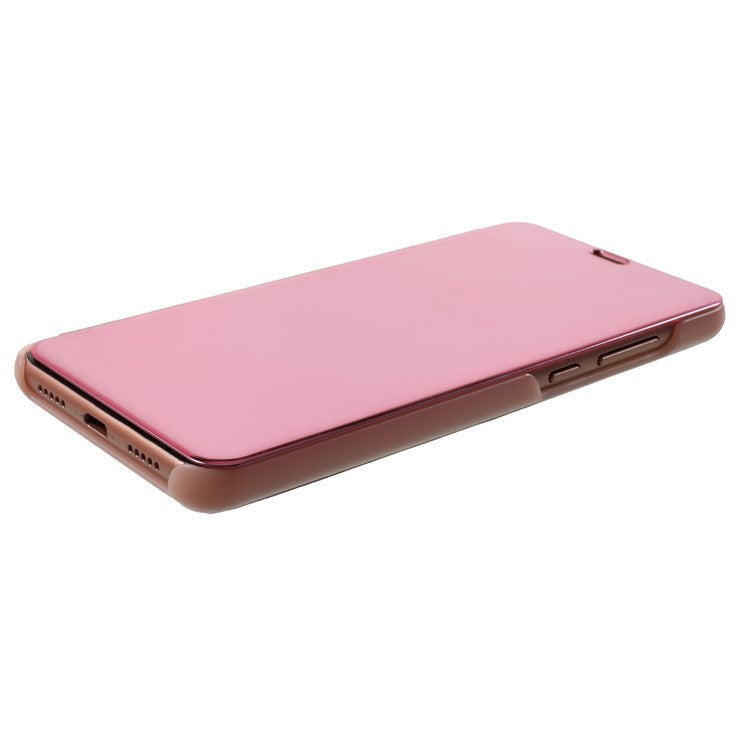 Plated Mirror Surface Leather Stand Mobile Flip Case for Huawei P20 Pro - Rose Gold
