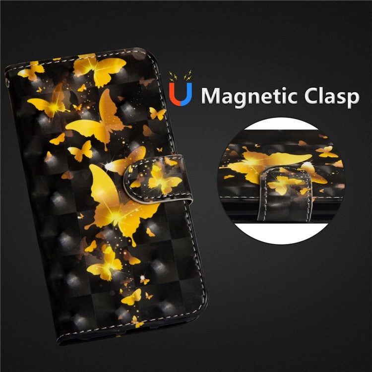 Pattern Printing Leather Wallet Cover for Huawei P20 Lite / Nova 3e - Butterfly Pattern