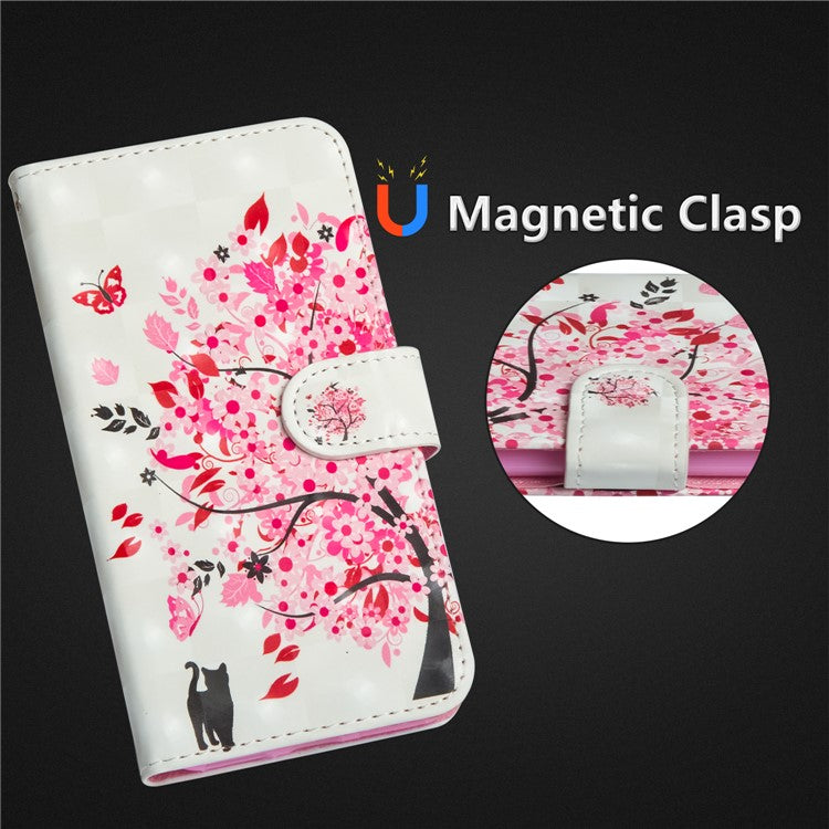 Pattern Printing Wallet Leather Stand Cover for Huawei P20 Lite / Nova 3e - Flowered Tree