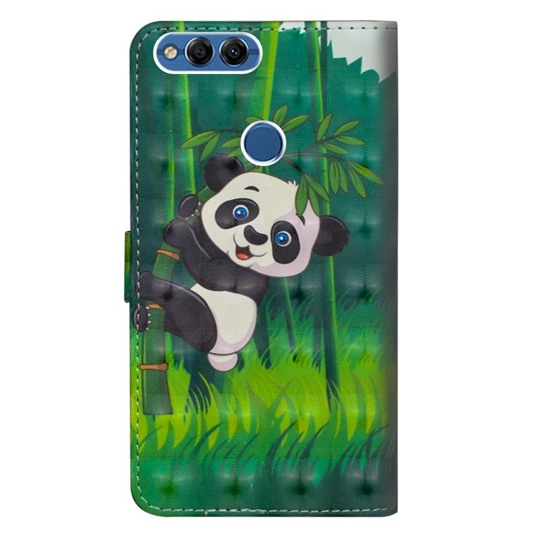 Pattern Printing Wallet Stand Leather Folio Phone Case for Huawei P Smart / Enjoy 7S - Panda