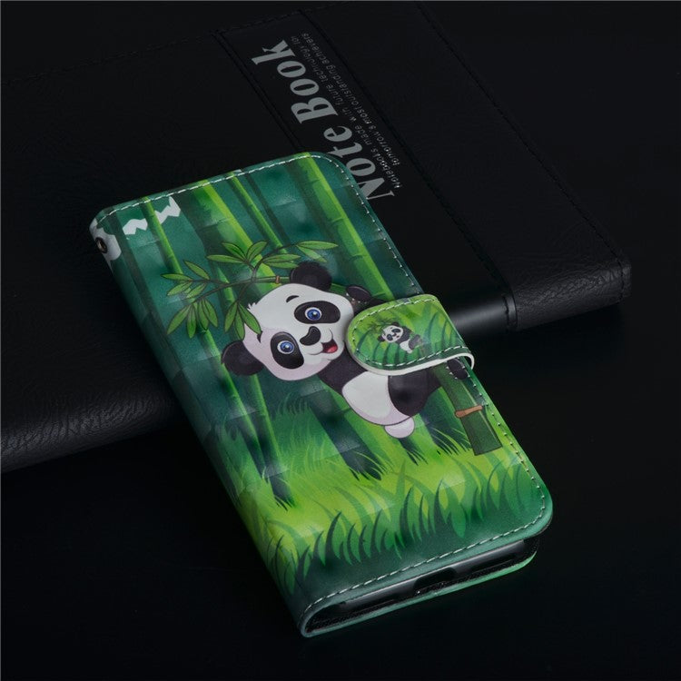 Pattern Printing Wallet Stand Leather Folio Phone Case for Huawei P Smart / Enjoy 7S - Panda
