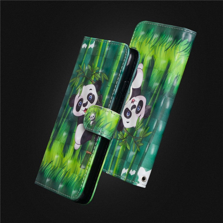 Pattern Printing Wallet Stand Leather Folio Phone Case for Huawei P Smart / Enjoy 7S - Panda
