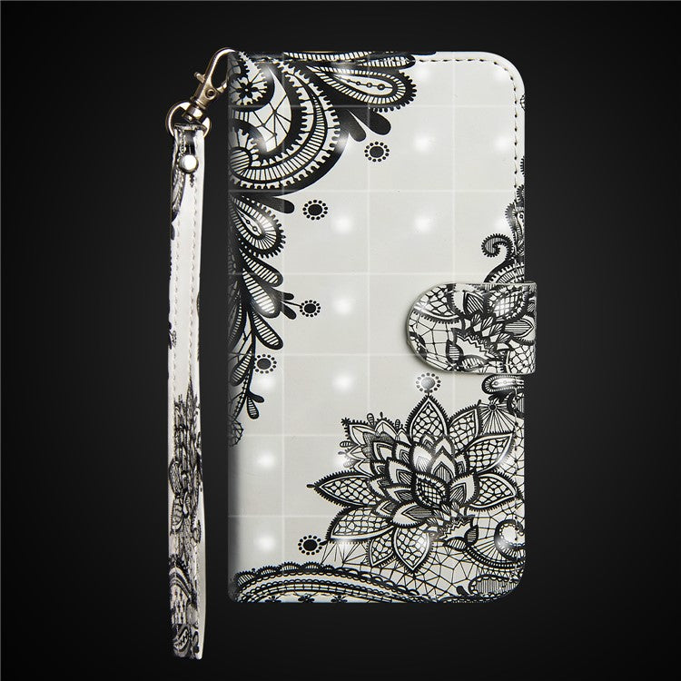 Pattern Printing Wallet Stand Leather Flip Mobile Cover for Huawei P Smart / Enjoy 7S - Lace Flower