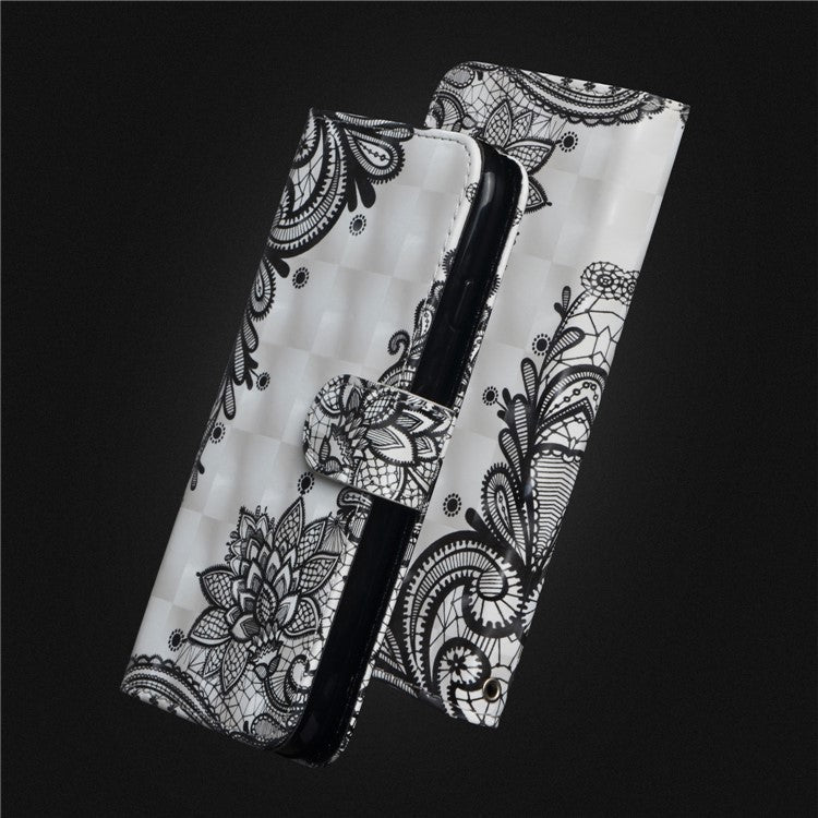 Pattern Printing Wallet Stand Leather Flip Mobile Cover for Huawei P Smart / Enjoy 7S - Lace Flower