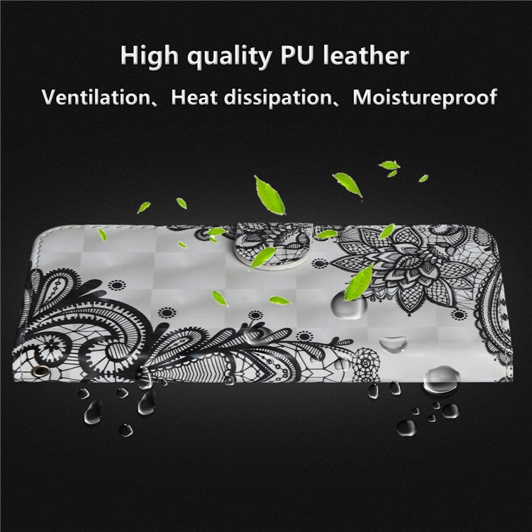 Pattern Printing Wallet Stand Leather Flip Mobile Cover for Huawei P Smart / Enjoy 7S - Lace Flower