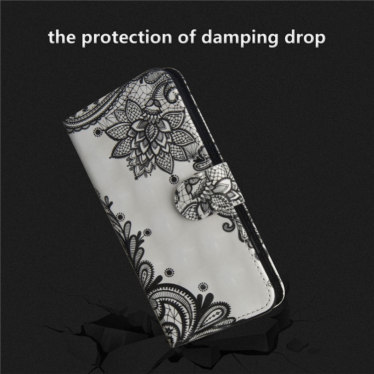 Pattern Printing Wallet Stand Leather Flip Mobile Cover for Huawei P Smart / Enjoy 7S - Lace Flower