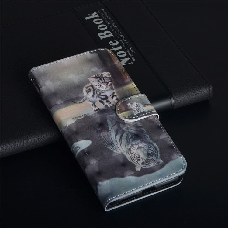 Pattern Printing Wallet Stand PU Leather Folio Accessory Case for Huawei P Smart / Enjoy 7S - Cat