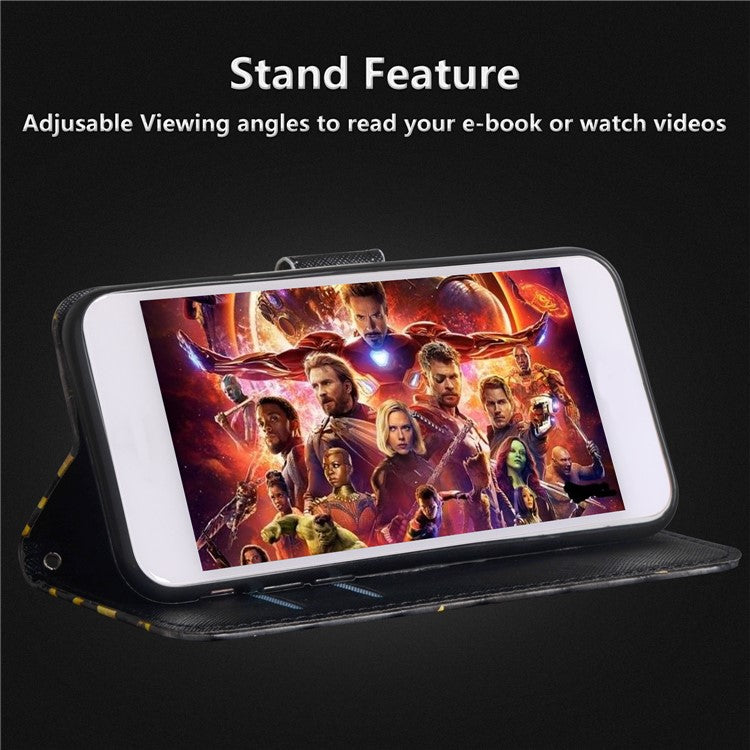 Pattern Printing Wallet Stand PU Leather Folio Accessory Case for Huawei P Smart / Enjoy 7S - Cat
