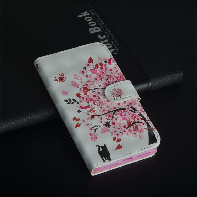 For Huawei P Smart / Enjoy 7S Pattern Printing Wallet Stand Leather Flip Case - Flowered Tree