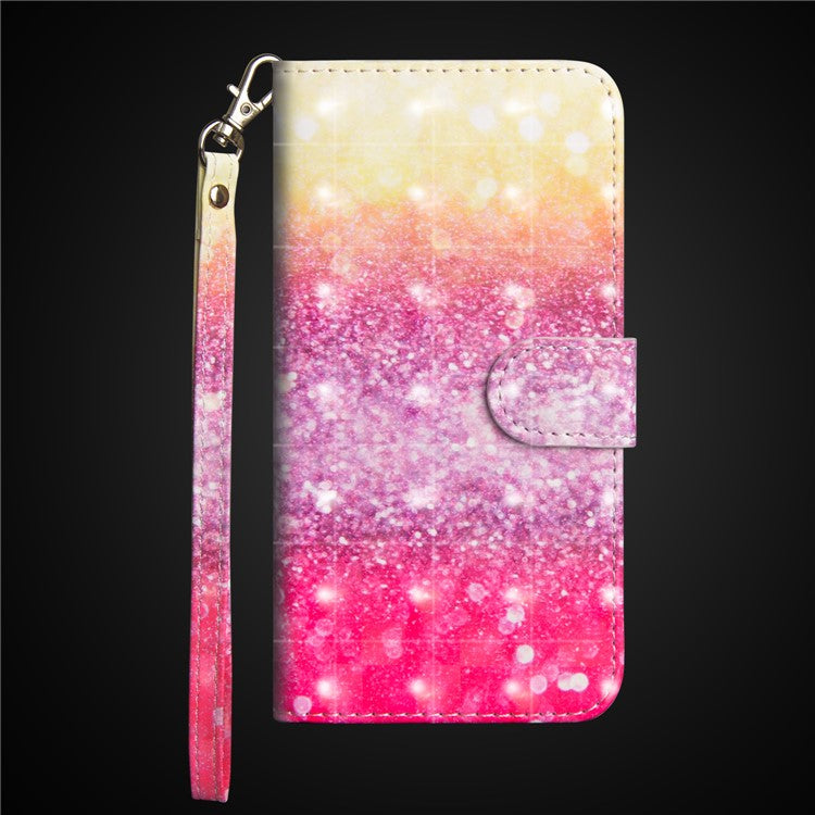 Pattern Printing Wallet Stand Leather Phone Casing for Huawei P Smart / Enjoy 7S - Glittery Element