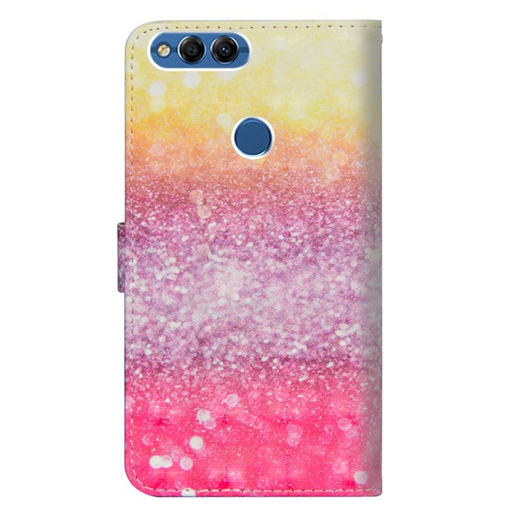 Pattern Printing Wallet Stand Leather Phone Casing for Huawei P Smart / Enjoy 7S - Glittery Element