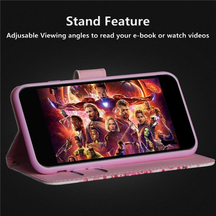 Pattern Printing Wallet Stand Leather Phone Casing for Huawei P Smart / Enjoy 7S - Glittery Element