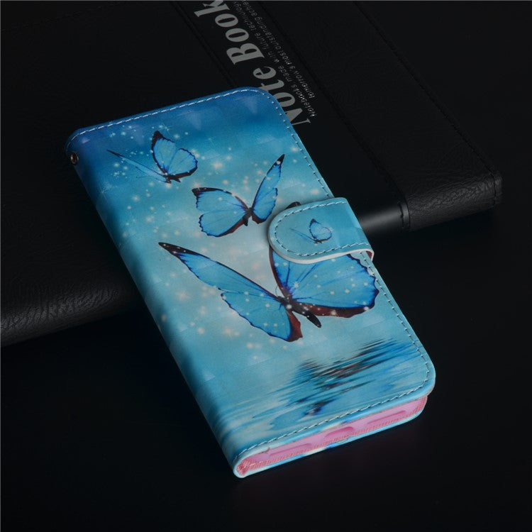 Pattern Printing Wallet Stand Leather Folio Accessory Cover for Huawei P Smart / Enjoy 7S - Blue Butterfly
