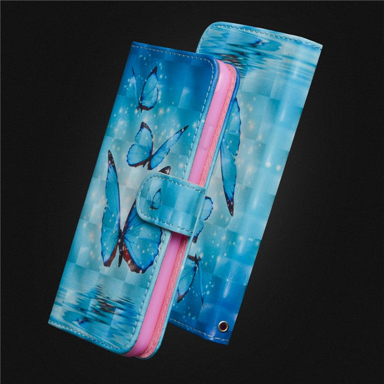 Pattern Printing Wallet Stand Leather Folio Accessory Cover for Huawei P Smart / Enjoy 7S - Blue Butterfly