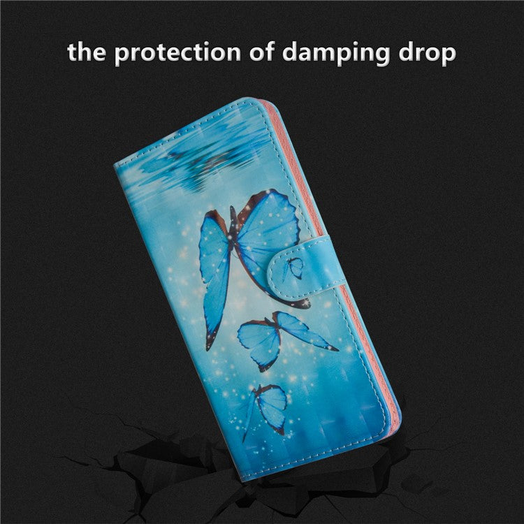 Pattern Printing Wallet Stand Leather Folio Accessory Cover for Huawei P Smart / Enjoy 7S - Blue Butterfly