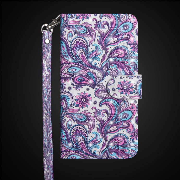 Patterned Leather Wallet Stand Phone Cover Shell for Huawei P Smart / Enjoy 7S - Paisley Flower