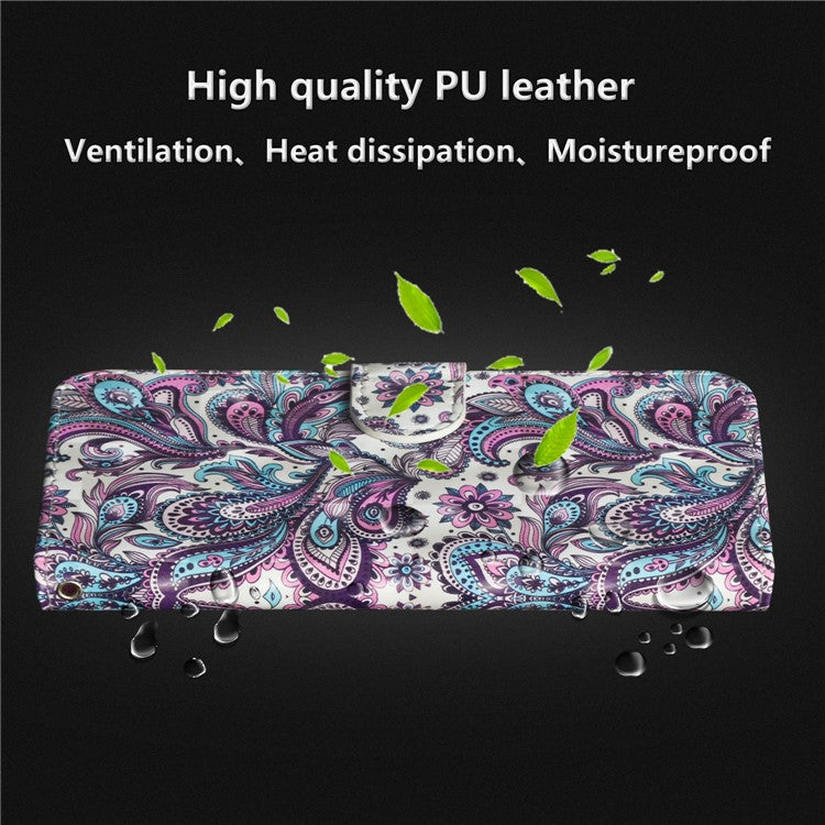 Patterned Leather Wallet Stand Phone Cover Shell for Huawei P Smart / Enjoy 7S - Paisley Flower