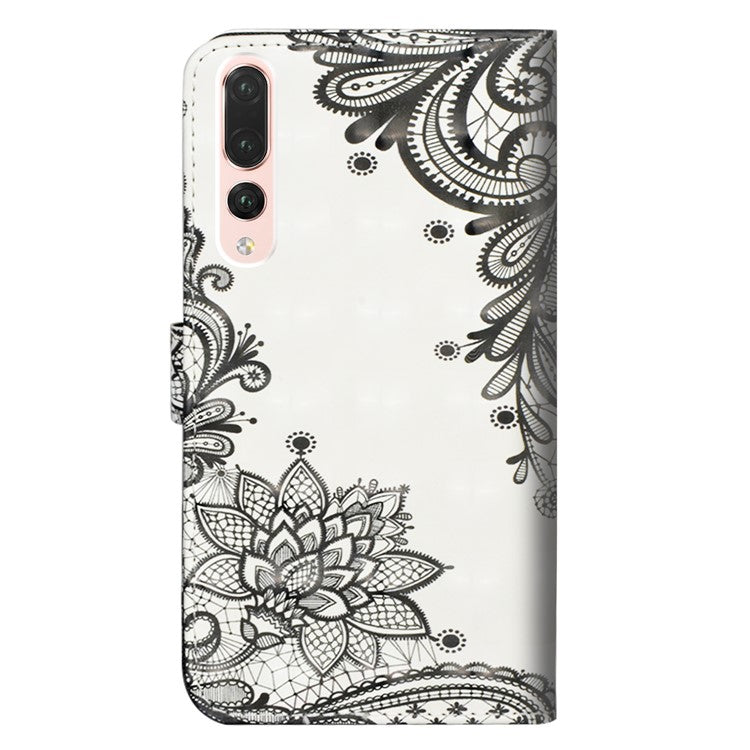 Pattern Printing Wallet Stand Leather Flip Shell for Huawei P20 Pro - Lace Flower