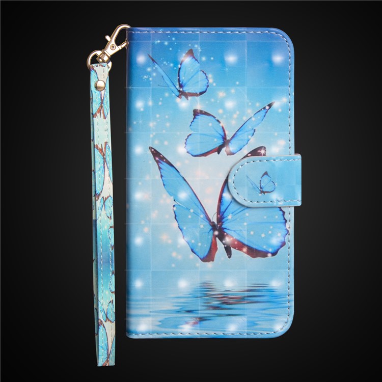 Pattern Printing Wallet Stand Leather Flip Mobile Case for Huawei P20 Pro - Blue Butterfly