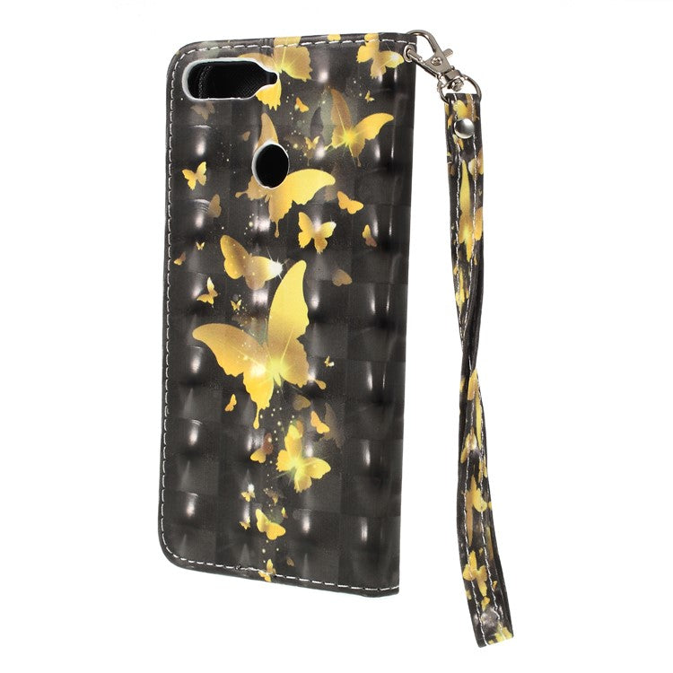 Pattern Printing Leather Wallet Case for Huawei Y6 (2018)/Honor 7A (without Fingerprint Sensor) - Butterfly Pattern