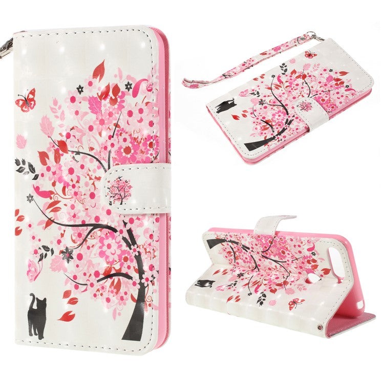 Pattern Printing Wallet Leather Stand Case for Huawei Y6 (2018)/Honor 7A (without Fingerprint Sensor) - Flowered Tree