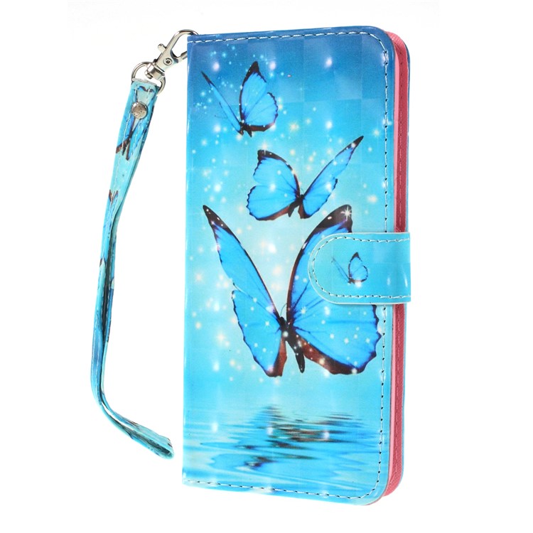 Pattern Printing Magnetic Leather Wallet Case for Huawei Y6 (2018)/Honor 7A (without Fingerprint Sensor) - Blue Butterfly