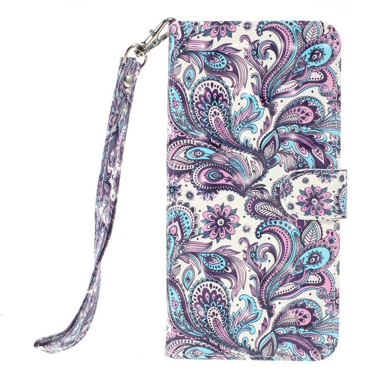 Pattern Printing Leather Wallet Case Shell Cover for Huawei Y6 (2018)/Honor 7A (without Fingerprint Sensor) - Colorized Flower