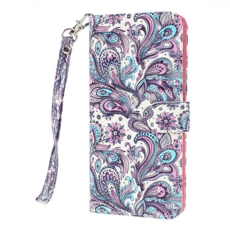 Pattern Printing Leather Wallet Case Shell Cover for Huawei Y6 (2018)/Honor 7A (without Fingerprint Sensor) - Colorized Flower